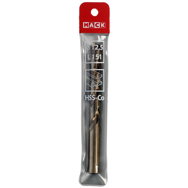 Mack 1018206 – Metallbohrer HSS CO5 % DIN 338 ø 12,5 x 151 mm | 5 Stück