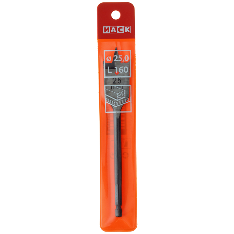 Mack 1018253 - Flachholzbohrer DIN 7487 ø 25,0 x 160 mm | 5 Stück