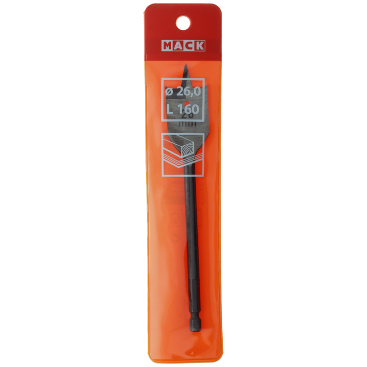 Mack 1018254 - Flachholzbohrer DIN 7487 ø 26,0 x 160 mm | 5 Stück