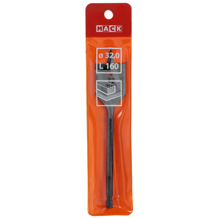 Mack 1018256 - Flachholzbohrer DIN 7487 ø 32,0 x 160 mm | 5 Stück