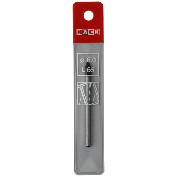 Mack 1018284 - Glasfliesenbohrer ø 6,0 x 65 mm | 5 Stück