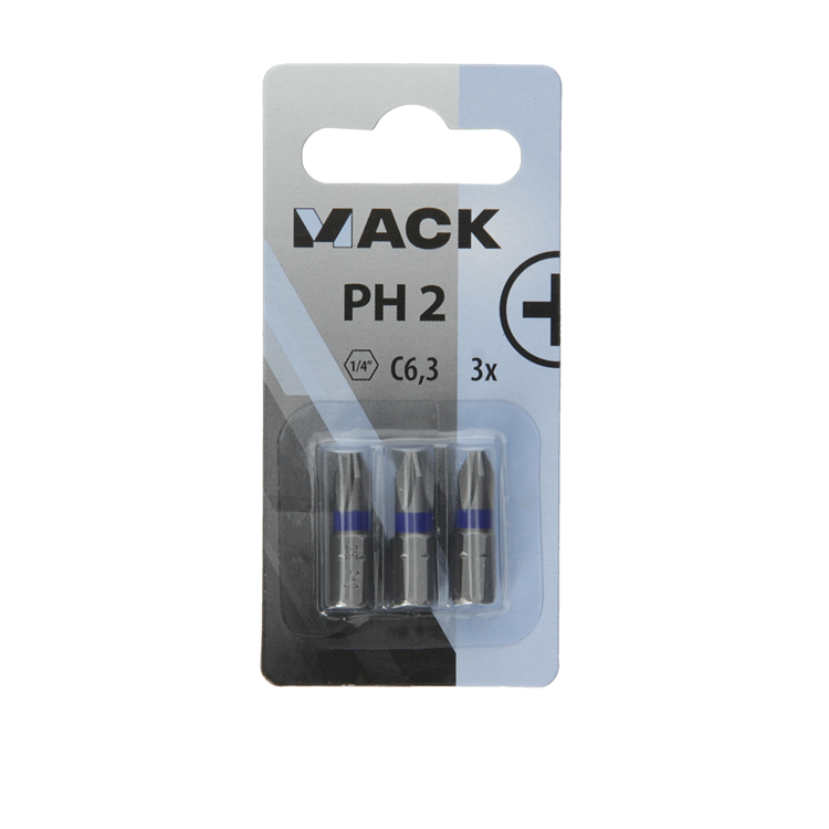 Mack 1018290 – Schraubendreher-Bit PH2 L25 mm 3 Stück | 5 Stück