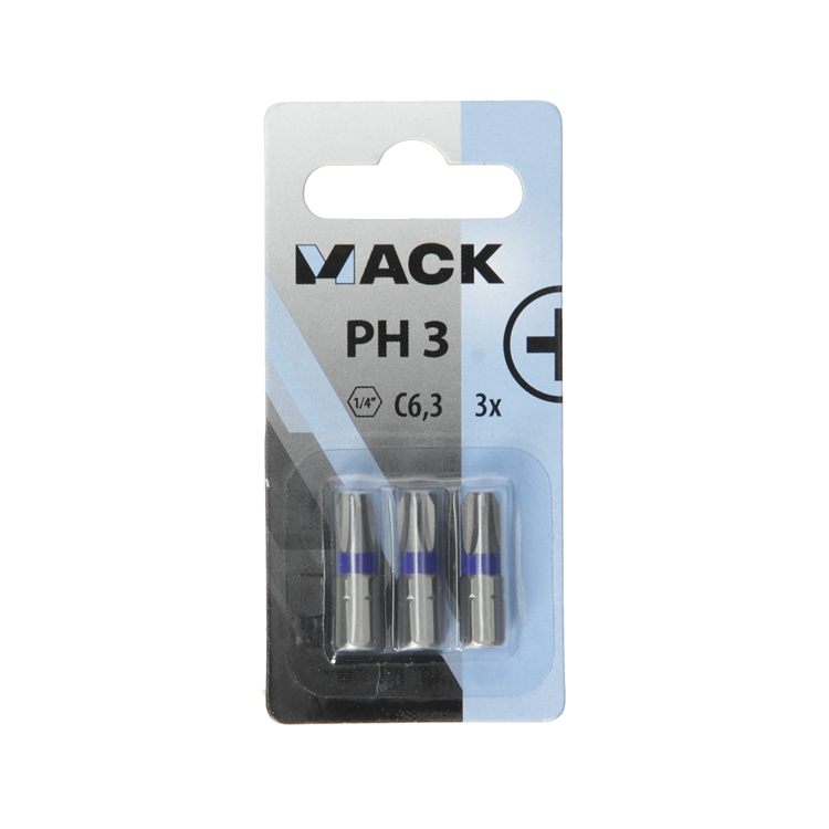 Mack 1018291 – Schraubendreher-Bit PH3 L25 mm 3 Stück | 5 Stück