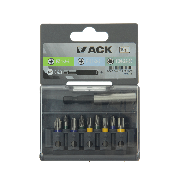 Mack 1018318 - Schraubendreher-Bit-Set 10-teilig | 5 Stück
