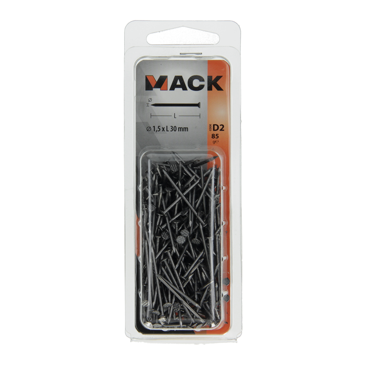 Mack 1017110 – feiner Nagel mit flachem Kopf, 85 g, 1,5 x 30 mm | 5 Stück