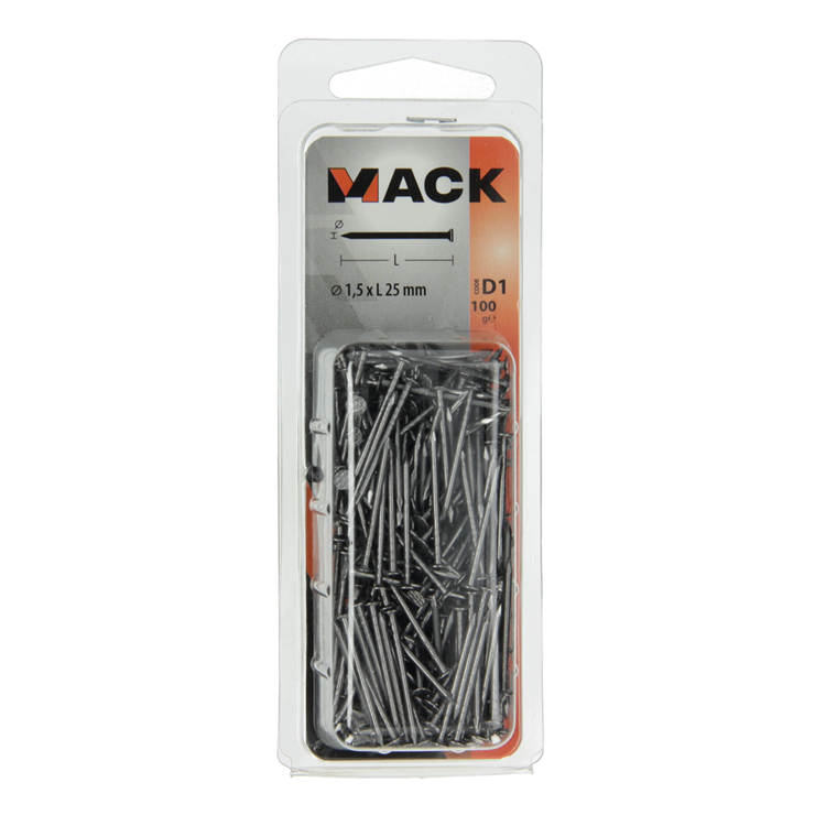 Mack 1017115 - Flachkopfnagel 100 gr 1,5 x 25 mm | 5 Stück