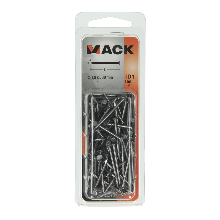 Mack 1017116 - Flachkopfnagel 100 gr 1,8 x 30 mm | 5 Stück