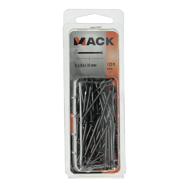 Mack 1017117 - Flachkopfnagel 100 gr 2,0 x 35 mm | 5 Stück