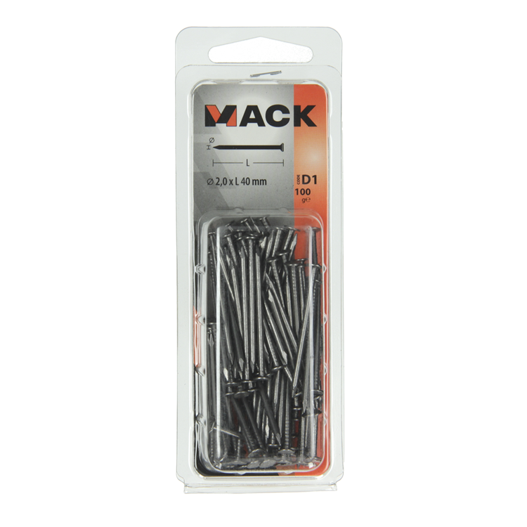 Mack 1017118 - Flachkopfnagel 100 gr 2,0 x 40 mm | 5 Stück