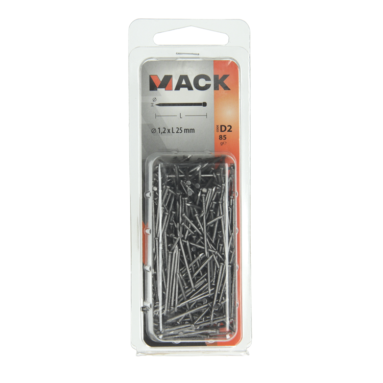 Mack 1017130 – feiner Nagel mit rundem Kopf, 85 g, 1,2 x 25 mm | 5 Stück