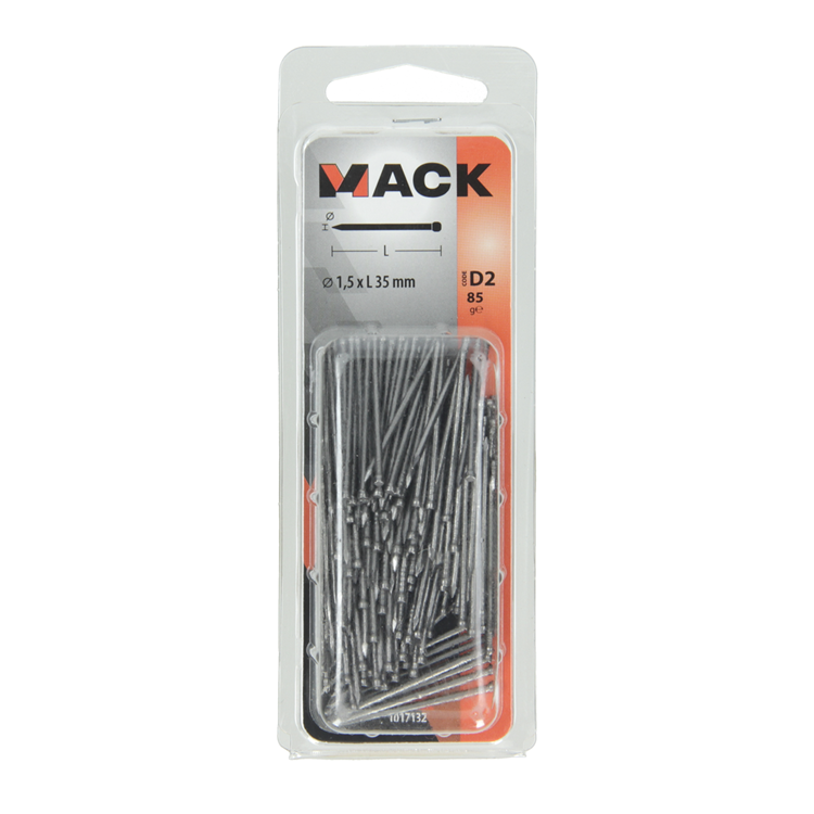 Mack 1017132 – feiner Nagel mit rundem Kopf, 85 g, 1,5 x 35 mm | 5 Stück