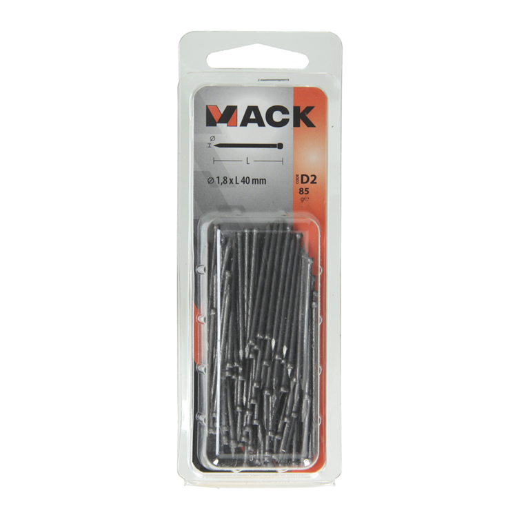 Mack 1017133 – feiner Nagel mit rundem Kopf, 85 g, 1,8 x 40 mm | 5 Stück
