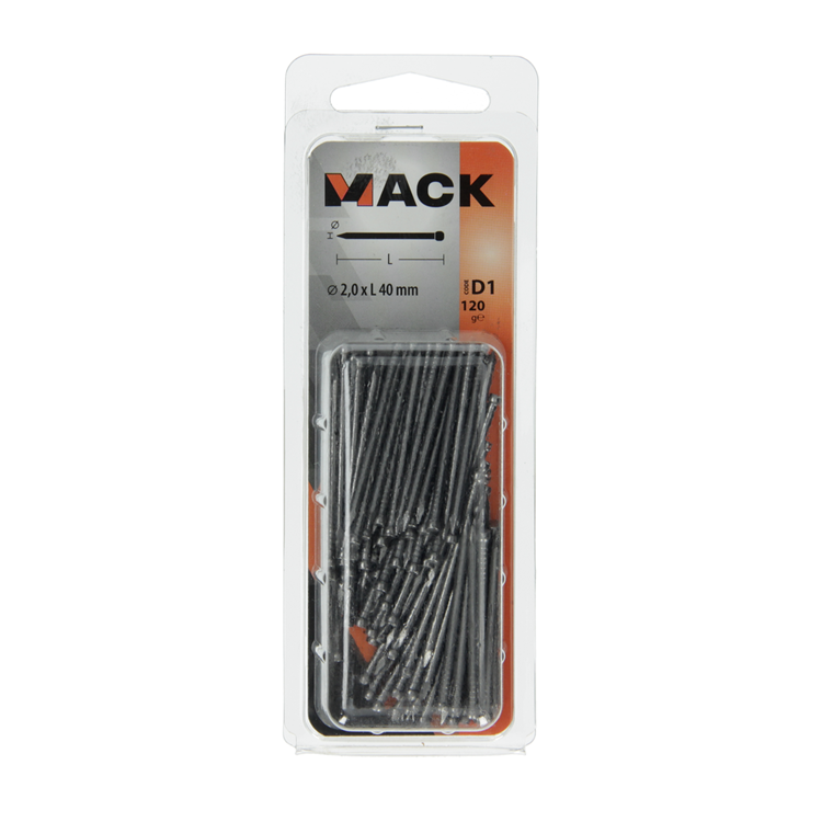 Mack 1017139 - Nagel runder Kopf 120 gr 2,0 x 40 mm | 5 Stück