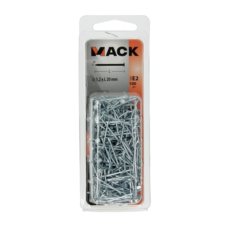 Mack 1017148 - Nagel Flachkopf Stahl verzinkt 100 gr 1,2 x 20 mm | 5 Stück