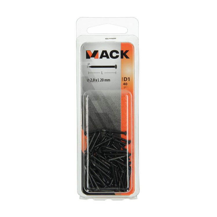 Mack 1017178 – Stahlnagel BVK Stahl gebläut 40 gr 2,0 x 20 mm | 10 Stück