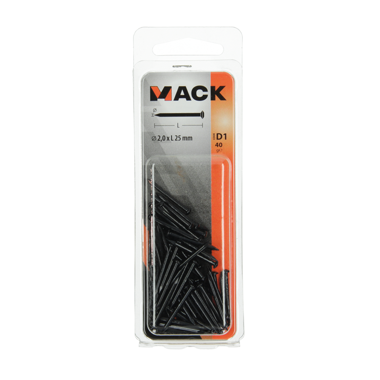 Mack 1017179 – Stahlnagel BVK Stahl gebläut 40 gr 2,0 x 25 mm | 10 Stück