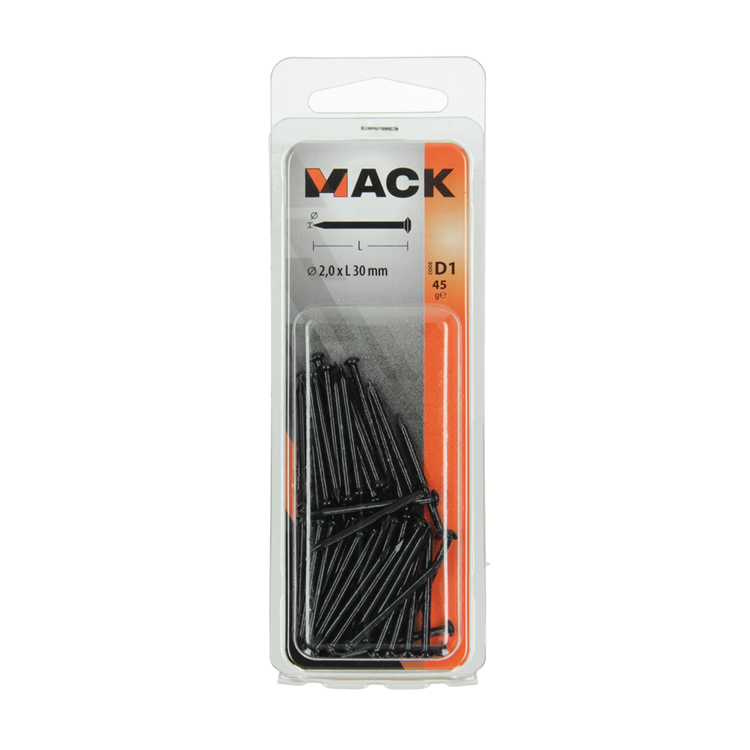 Mack 1017180 - Stahlnagel BVK Stahl gebläut 45 gr 2,0 x 30 mm | 10 Stück