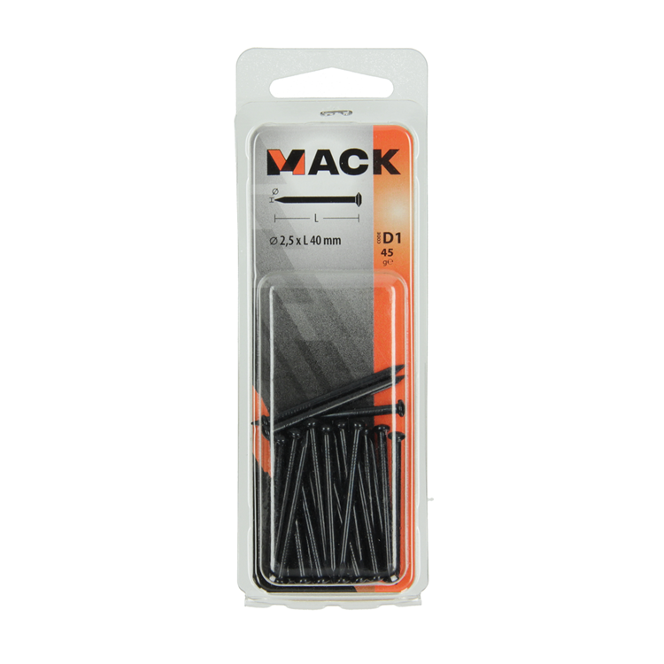 Mack 1017181 – Stahlnagel BVK Stahl gebläut 45 gr 2,5 x 40 mm | 10 Stück