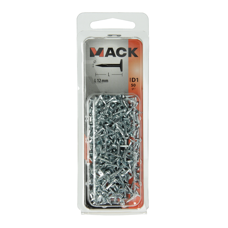 Mack 1017190 – Blocknagel aus verzinktem Stahl 50 gr12 mm | 10 Stück