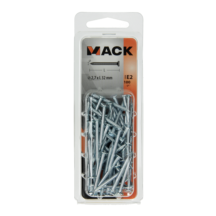 Mack 1017199 – Gipskartonnagel aus verzinktem Stahl 100 g 2,7 x 32 mm | 5 Stück