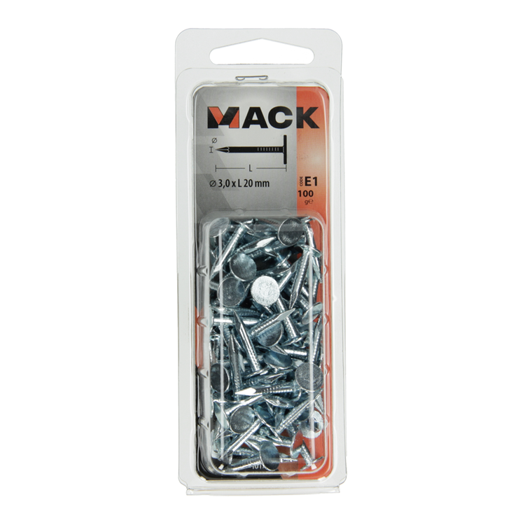 Mack 1017201 – Schiefernagel Stahl verzinkt 100 gr 3,0 x 20 mm | 5 Stück