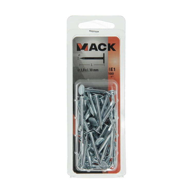 Mack 1017203 – Schiefernagel Stahl verzinkt 100 gr 3,0 x 30 mm | 5 Stück