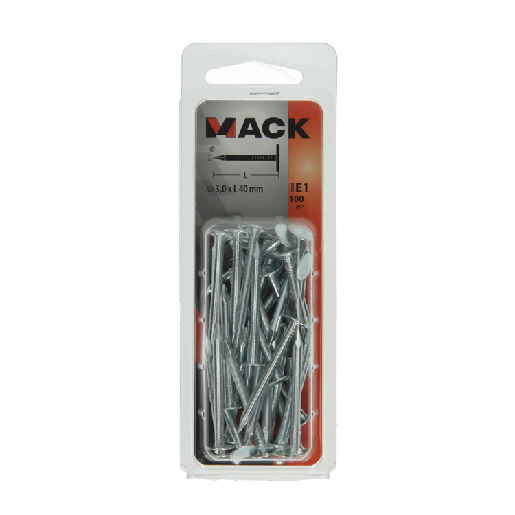 Mack 1017204 – Schiefernagel Stahl verzinkt 100 gr 3,0 x 40 mm | 5 Stück