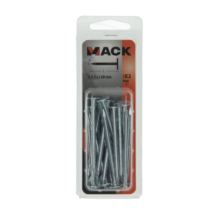 Mack 1017206 – Schiefernagel aus verzinktem Stahl, 100 g, 3,5 x 60 mm | 5 Stück