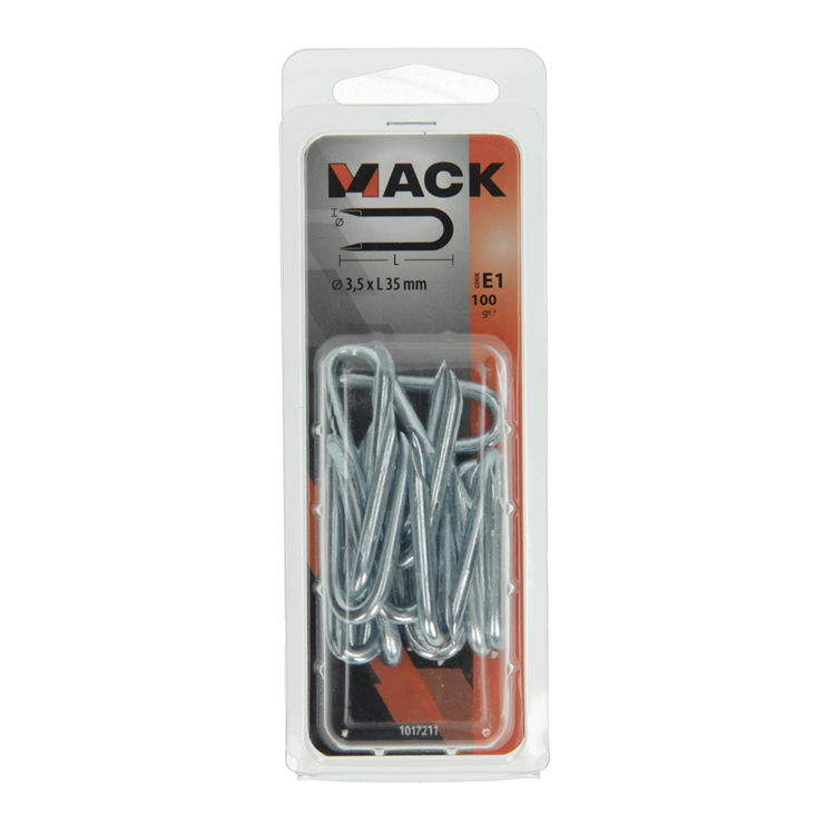 Mack 1017211 – Klammerstahl verzinkt 100 gr 3,5 x 35 mm | 5 Stück