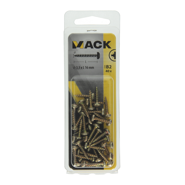 Mack 1017269 - Spanplattenschraube Zylinderkopf gelb plattiert 40 Stück 3,5 x 16 mm | 10 Stück
