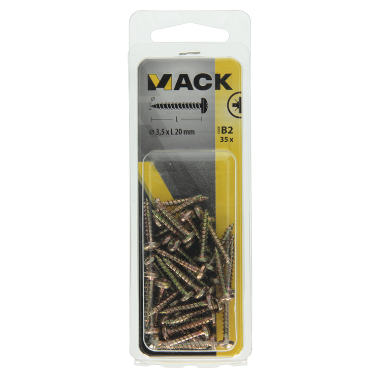 Mack 1017270 - Spanplattenschraube Zylinderkopf gelb plattiert 35 Stück 3,5 x 20 mm | 10 Stück