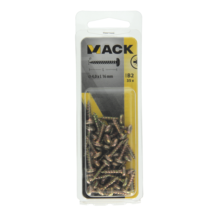 Mack 1017271 - Spanplattenschraube Zylinderkopf gelb plattiert 35 Stück 4,0 x 16 mm | 10 Stück