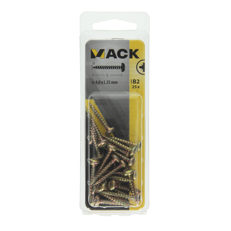 Mack 1017273 - Spanplattenschraube Zylinderkopf gelb plattiert 25 Stück 4,0 x 25 mm | 10 Stück