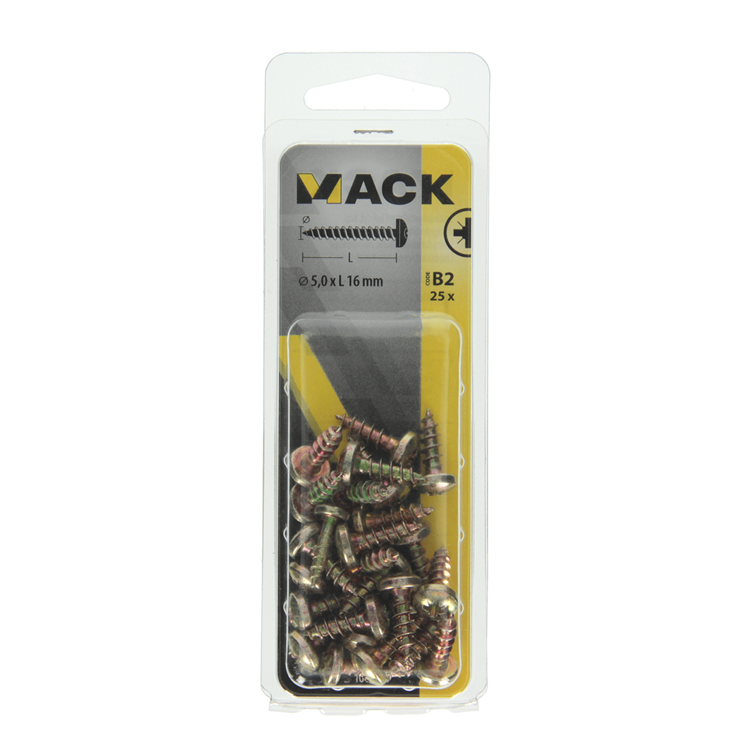 Mack 1017276 - Spanplattenschraube Zylinderkopf gelb plattiert 25 Stück 5,0 x 16 mm | 10 Stück
