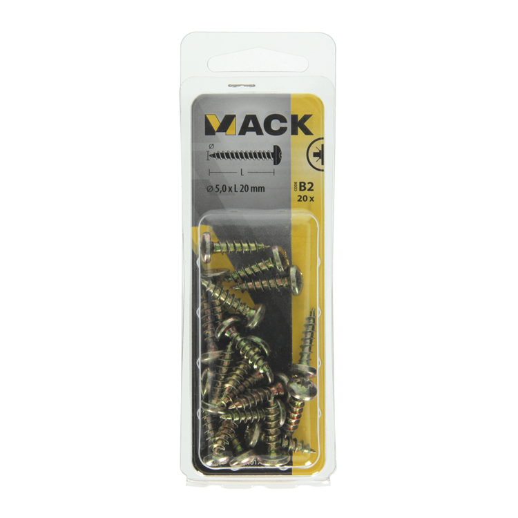Mack 1017277 - Spanplattenschraube Zylinderkopf vergilbt 20 Stk 5,0 x 20 mm | 10 Stück
