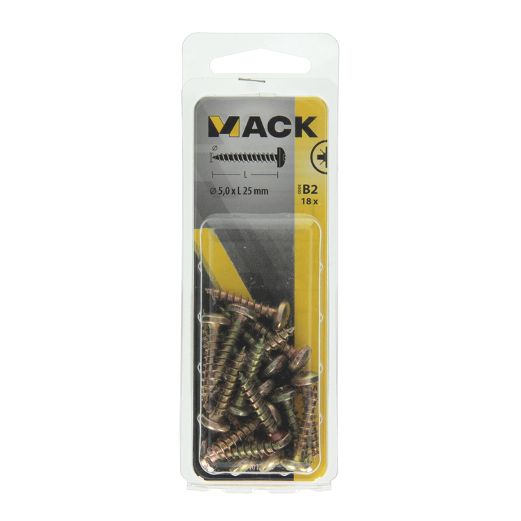 Mack 1017278 - Spanplattenschraube Zylinderkopf gelb plattiert 18 Stück 5,0 x 25 mm | 10 Stück