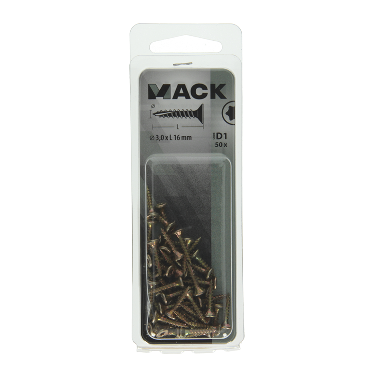 Mack 1017281 - spainplschr.vzkop-selfb. gelb plattiert 50 Stück 3,0 x 16 mm | 10 Stück