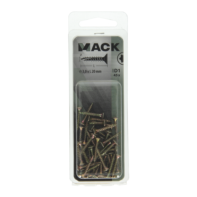 Mack 1017282 - spainplschr.vzkop-selfb. gelb plattiert 45 Stück 3,0 x 20 mm | 10 Stück