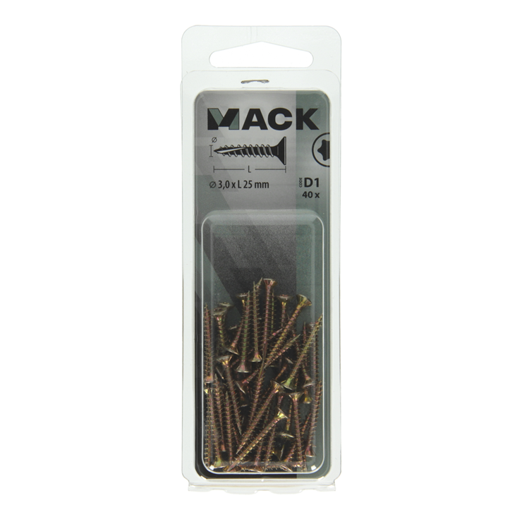 Mack 1017283 - spainplschr.vzkop-selfb. gelb plattiert 40 Stück 3,0 x 25 mm | 10 Stück