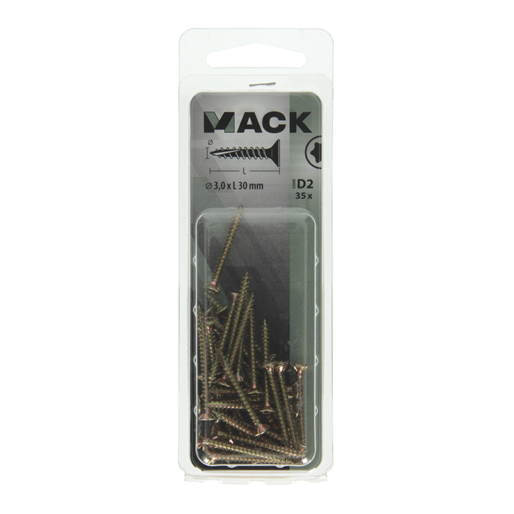 Mack 1017284 - spainplschr.vzkop-selfb. gelb plattiert 35 Stück 3,0 x 30 mm | 10 Stück