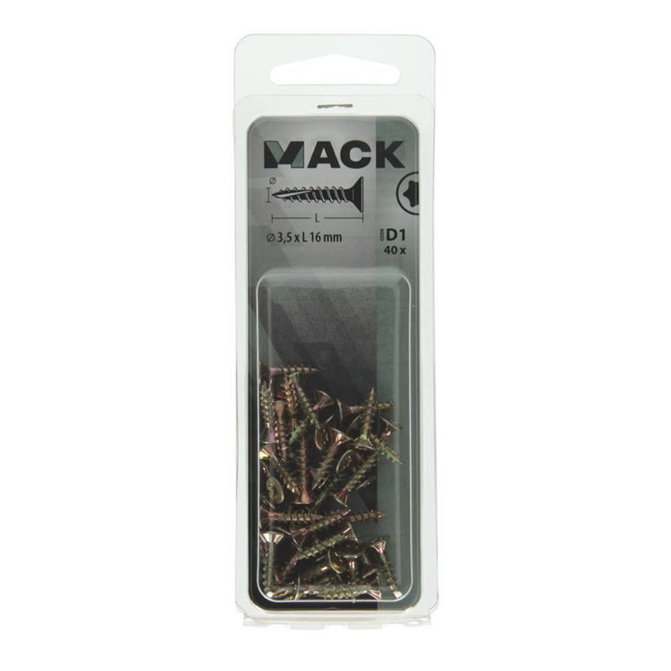 Mack 1017285 - spanienplschr.vzkop-selbstmontage gelb plattiert 40 Stück 3,5 x 16 mm | 10 Stück