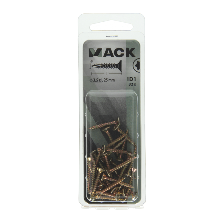 Mack 1017287 - spainplschr.vzkop-selfb. gelb plattiert .32 Stück 3,5 x 25 mm | 10 Stück