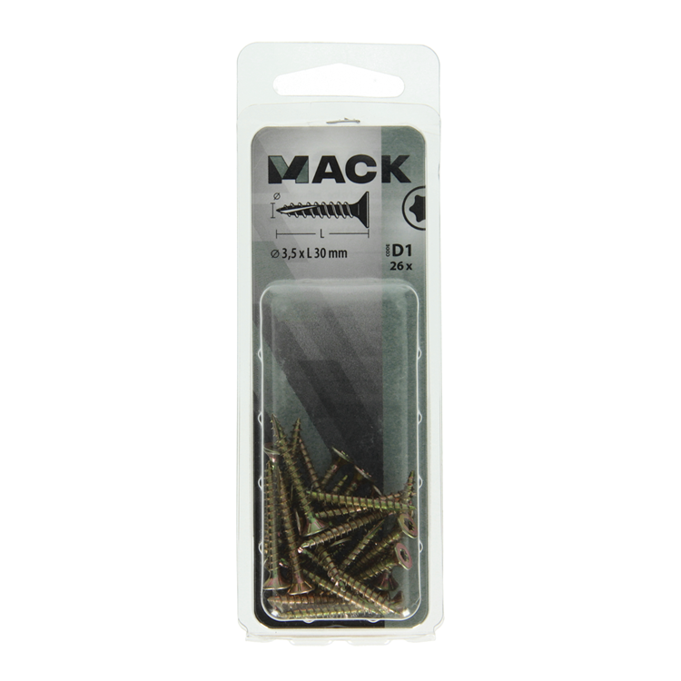 Mack 1017288 - spainplschr.vzkop-selfb. gelb plattiert 26 Stück 3,5 x 30 mm | 10 Stück