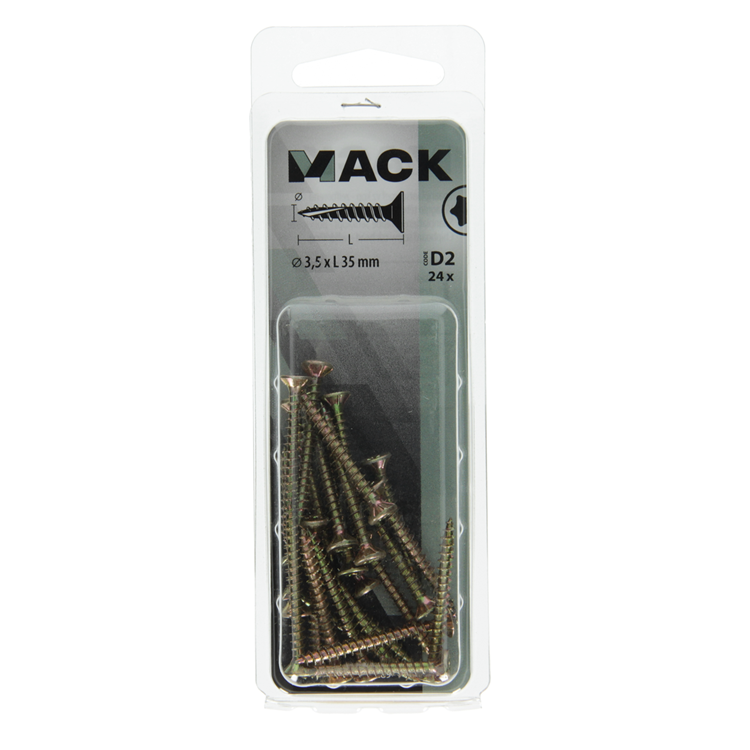 Mack 1017289 – Chip-Schraubenkopf zur Selbstmontage, gelb plattiert, 24 Stück, 3,5 x 35 mm | 10 Stück