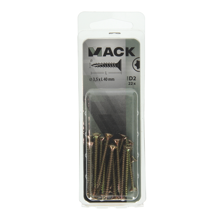 Mack 1017290 – spanienplschr.vzkop-selbstmontage gelb plattiert .22 Stück 3,5 x 40 mm | 10 Stück