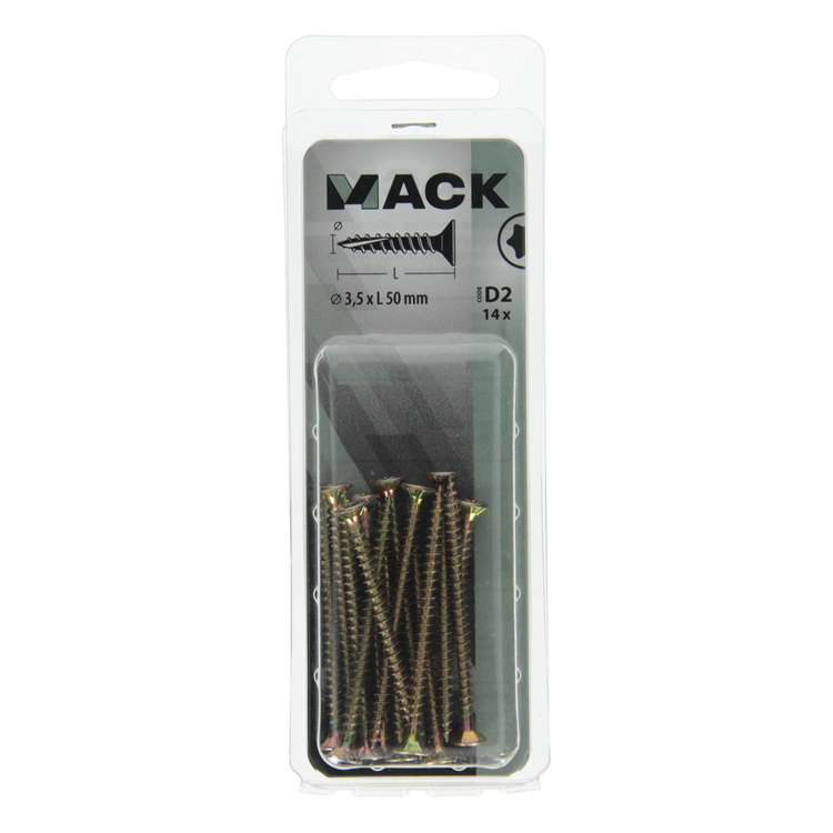 Mack 1017291 - spainplschr.vzkop-selfb. gelb plattiert 14 Stück 3,5 x 50 mm | 10 Stück