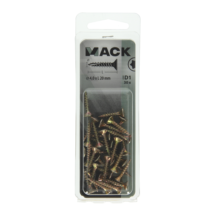 Mack 1017293 - spainplschr.vzkop-selfb. gelb plattiert 30 Stück 4,0 x 20 mm | 10 Stück