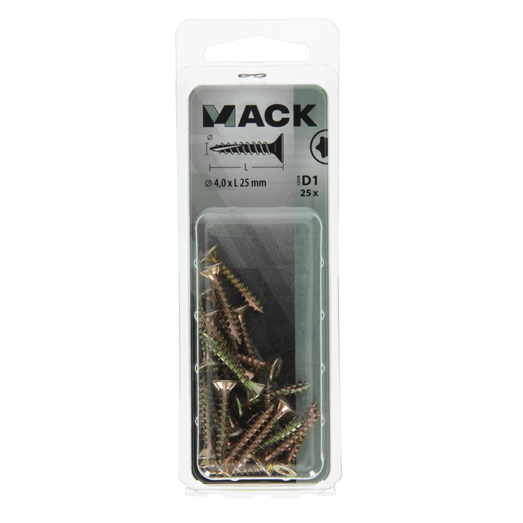 Mack 1017294 - spainplschr.vzkop-selfb. gelb plattiert 25 Stück 4,0 x 25 mm | 10 Stück
