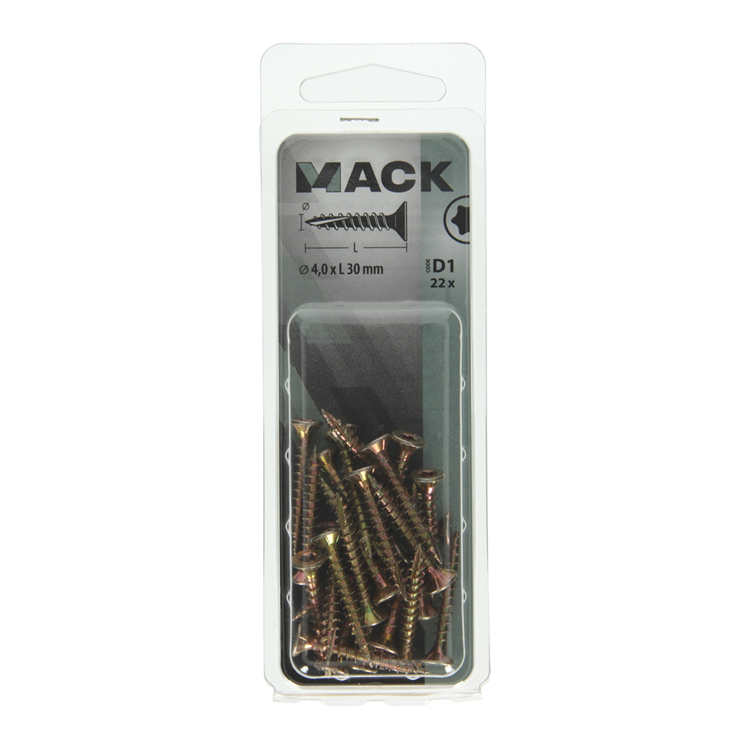 Mack 1017295 - spanienplschr.vzkop-selbstmontage gelb plattiert 22 Stück 4,0 x 30 mm | 10 Stück