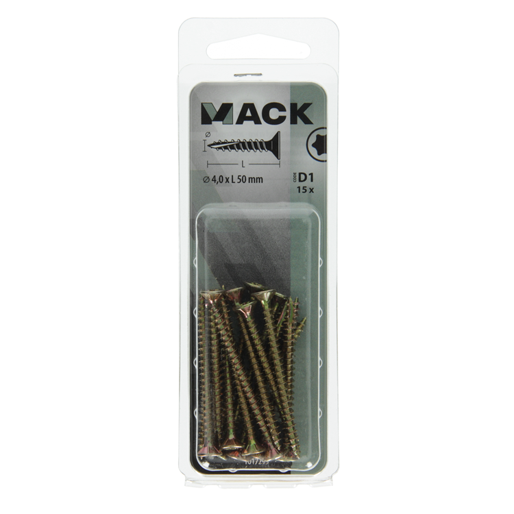 Mack 1017299 - spainplschr.vzkop-selfb. gelb plattiert 15 Stück 4,0 x 50 mm | 10 Stück